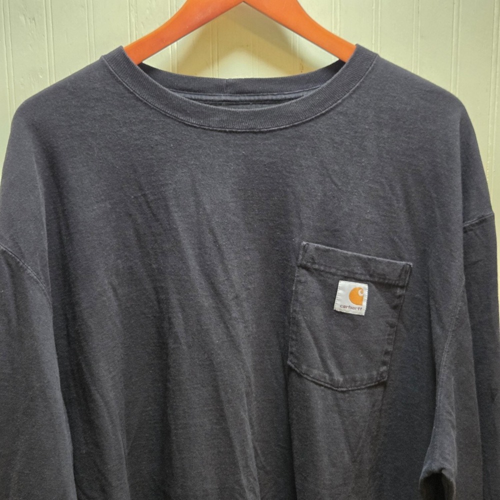 Carhartt Shirt Mens 2XL Black Long Sleeve‎ Pocket Original Fit Workwear Tee